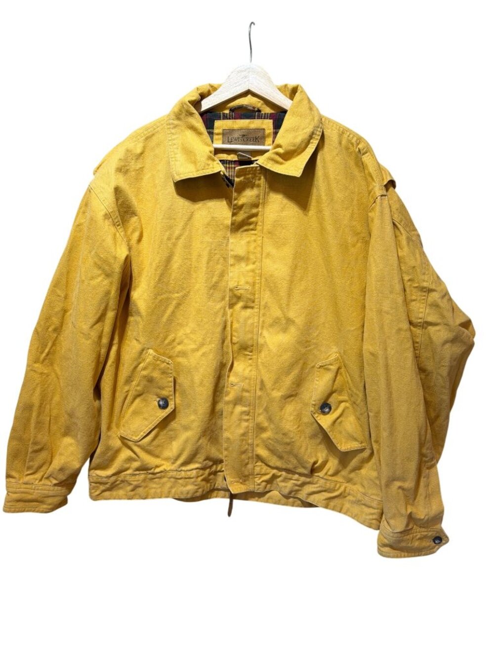 Lewis Creek Vintage 90's Yellow Duck Canvas Plaid Lined Harrington Bomber Jacket - Picture 2 of 10